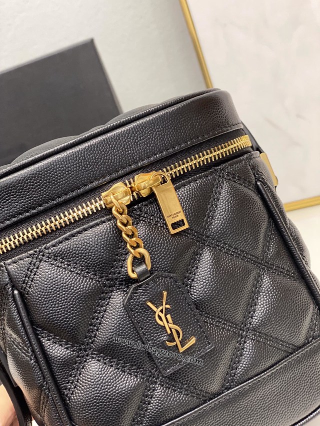 YSL专柜款女包 聖羅蘭經典款VANITY方形絎縫粒面壓印手袋 YSL環繞式拉鏈化妝包 649779  jjh1118